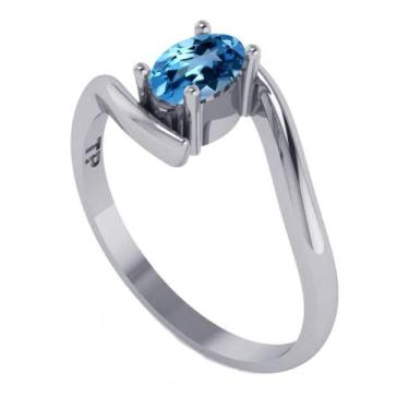 Imagem de Anel Prata 925 Solitário Miami Topázio Azul - Exclusivo - Tudo Prata, 