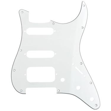 Imagem de Musiclily Pro 11 Furos Canto Redondo Escudo Guitarra HSS Strato Pickguard para Stratocaster EUA/Mexicana Captadores Abertos,3 Camadas Pergaminho