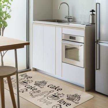 Imagem de 1 Tapete Passadeira Cozinha Antiderrapante Ln Es 45x110 Vr (E1 Love Bege Claro Escuro Preto Café)