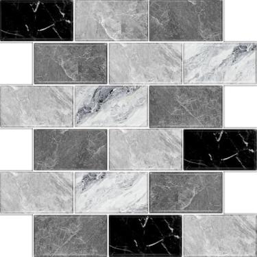 Imagem de BSABSAQAA 10 folhas adesivo adesivo de parede para cozinha 30,5 x 30,5 cm, adesivo de azulejo para parede de metrô para banheiro em mármore amigável ao locatário