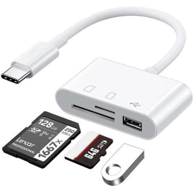 Imagem de Adaptador USB Tipo C 3 Em 1 Para USB 3.0 SD e Micro SD - FY