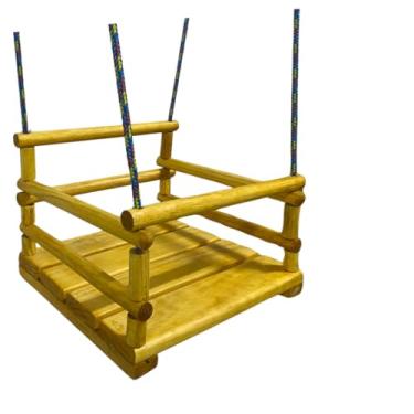 Imagem de Balanço Infantil de Madeira com Cordas Coloridas, Cadeirinha Suspensa, Certificado Inmetro