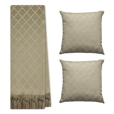 Imagem de Jogo Manta Xale para Sofá e Cama Artesanal Grande 2,80 x 2,50 com 2 Almofadas Cheias (TEAR 72 CINZA FENDI E OFF WHITE)