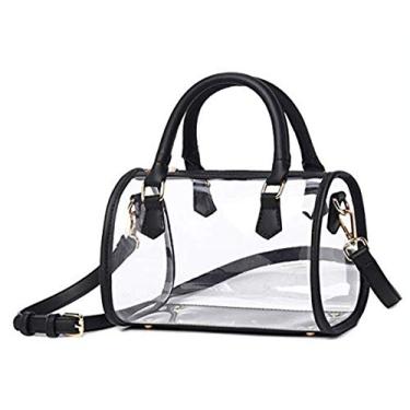 Imagem de Bolsa feminina transparente com alça superior em PVC da Rullar, Preto, One Size