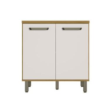 Imagem de Balcão Criare 80cm com Tampo 2 Portas Poliman, Freijo e Off Acetinado