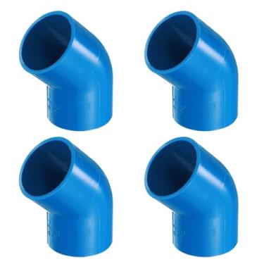Imagem de HARFINGTON 4 peças de encaixes de tubulação de cotovelo de 45 graus 1-1/10.2 cm 2 vias PVC grau móveis conectores canto ângulo cotovelo tomada lateral para esgoto encanamento tubo de drenagem