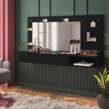 Imagem de Camarim Penteadeira Lumiere Mesa Suspensa com Espelho e Gaveta Organiz