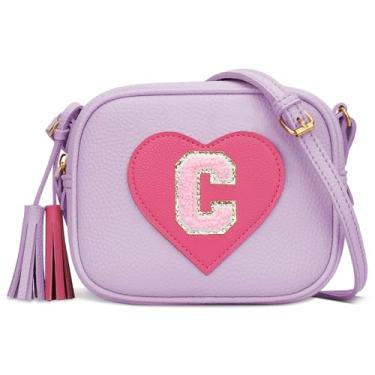 Imagem de KKXIU 2 3 4 5 6 7 8 9 10 anos de idade menina bolsa de presente infantil bolsa transversal com borla, Roxa, 6.8"L x 5.5"H x 2"W, C