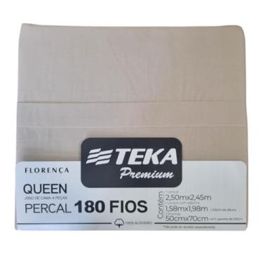 Imagem de Jogo de Cama 4 Pçs Teka Premium 100% Algodão Percal (BEGE, QUEEN - 180 FIOS)