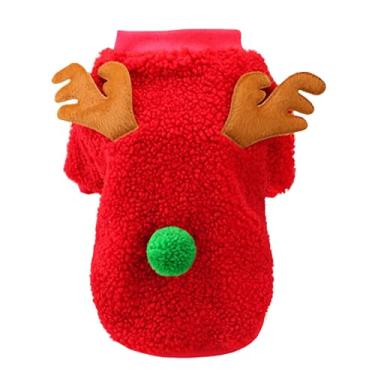 Imagem de Izefia Suéter de cachorro fantasia de cachorro roupas de Natal presente lã cachorro suéter quente inverno pijama natal pai rena árvore cachorro suéter para cachorro pequeno cão médio gato rena