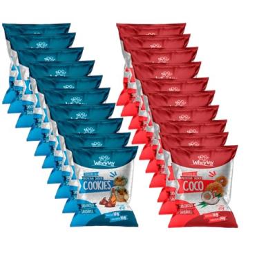 Imagem de Kit Biscoitos Fit Cookies e Coco com Whey Protein - WheyViv Fit - Caixa 20 unidades de 45g