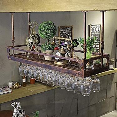 Imagem de Prateleira Para Pendurar No Teto Prateleira Para Copos De Vinho Estilo Europeu Decoração Para Taças De Vinho Taças Para Bares,Latão,150 * 35cm,Collector88