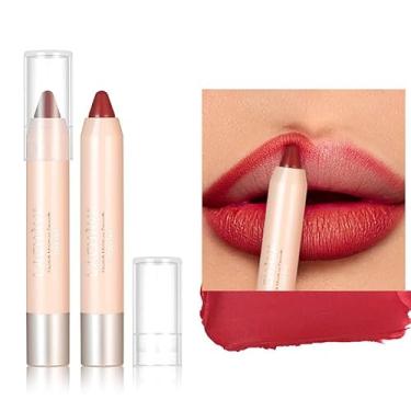 Imagem de Easilydays Lápis labial fosco, delineador labial aveludado cremoso fosco, cor labial ultra fosca com acabamento suave, cobertura total, alto pigmento, à prova d'água, batom de longa duração (#03)