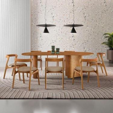 Imagem de Mesa De Jantar Soláris 220cm Madeira Tampo Laminado Orgânico Veludo Be