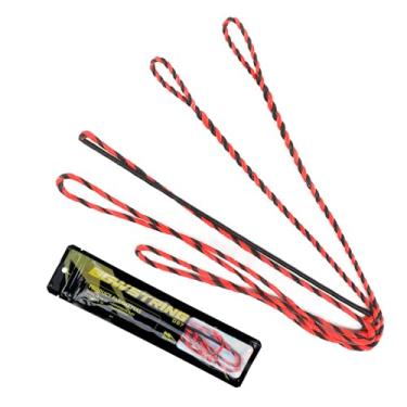 Imagem de LWANO D97 Corda de arco flamengo - Corda de substituição feita à mão para arco recurvo tradicional de arco longo (preto + vermelho, AMO 147 cm (comprimento real 147 cm)