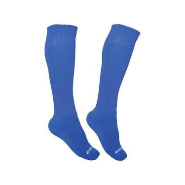 Imagem de Meião Futebol Poker Canelada Pro Masculina 02282-03, Azul, 40-42