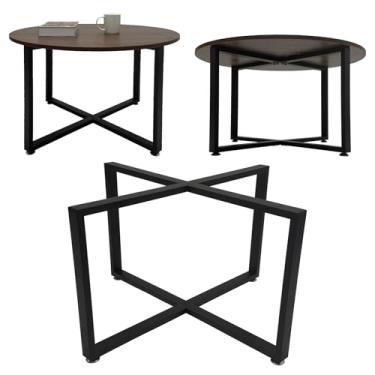 Imagem de JIANZHUO Pernas de mesa de centro de metal redondo, base de mesa de jantar de ferro preto de 45,7 cm, pernas de mesa de canto grande