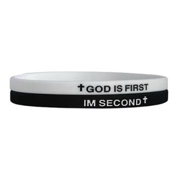 Imagem de Fuqimanman2020 GOD IS FIRST BRACELET, IM Second Christian Rubber Bracelet Silicone Bible Verses Pulseiras Inspiradoras Religiosas Motivacionais Pulseiras Pulseiras, Medium, Silicone, Sem Pedra
