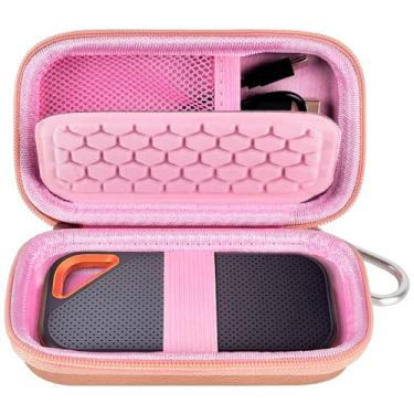 Imagem de Capa rígida compatível com SSD externo portátil SanDisk Extreme PRO 500GB 1TB 2TB 4TB. Suporte de viagem para unidade de estado sólido Crucial X8 (apenas caixa) - ouro rosa