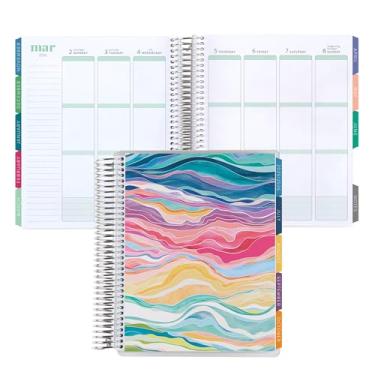 Imagem de Erin Condren Planejador de vida em espiral de 12 meses (julho de 2025 a junho de 2026), agenda semanal e mensal de 17,78 x 23 cm, papel de peso de texto de 36 kg, capas coloridas em camadas, tema