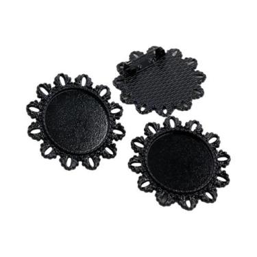 Imagem de Broche de Bronze Banhado a Prata - Estilo Folhas - 5 Peças com Base pa