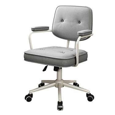 Imagem de Cadeira de escritório, cadeira de escritório em casa, cadeira de mesa de tecido tecnológico, braço médio para computador, cadeira de rodas ergonômica ajustável (cinza)