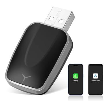 Imagem de LEXXSON Mini adaptador CarPlay sem fio para iPhone, 2 em 1 Car Play e adaptador automotivo Android para carros, com fio para sem fio, Plug & Play, conexão estável para Android 11+ e CarPlay iOS 10+