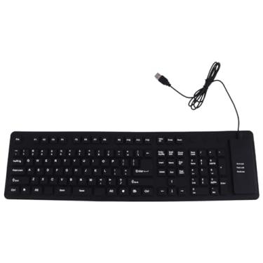 Imagem de SOLUSTRE Teclado dobrável externo portátil USB dobrável com fio com fio USB dobrável dobrável teclado de silicone lavável por USB