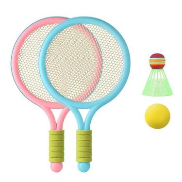 Imagem de Conjunto de raquete de tênis infantil de plástico para crianças, raquete de badminton com bola de badminton e raquete infantil, raquete infantil