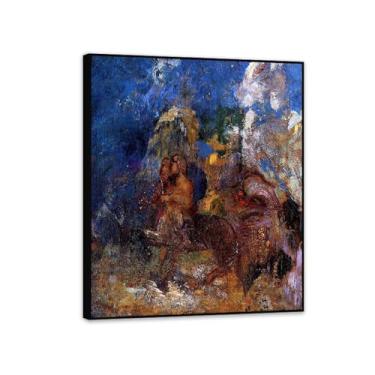 Imagem de Odilon Redon Impressões de arte em tela, centauros, pôsteres e reproduções de reproduções famosas arte de parede em tela sala de estar decoração de casa 90 x 70 cm (91.4x71.1 cm) moldura preta