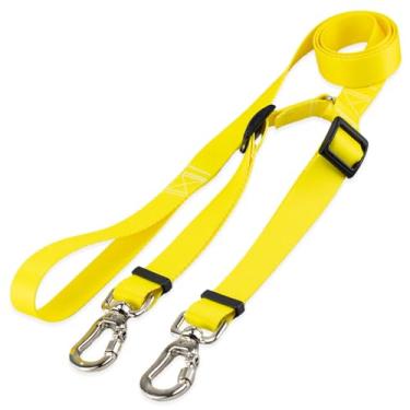 Imagem de Basic Pet Coleira Guia Dupla Para Cães Cachorro Adestramento Passeio Porte Grande Médio Pequeno (Amarelo, G)