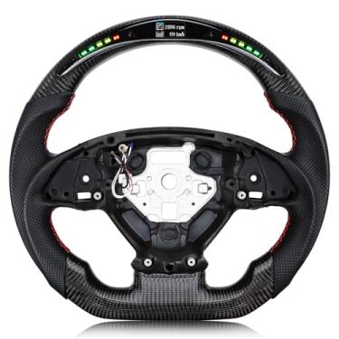 Imagem de VOONKE Volante de Fibra de Carbono Real para Chevrolet Corvette C7 2014-2019 com Indicador de Mudança de Led Em Forma de D, Volante de Couro Perfurado Nappa com Fundo Plano