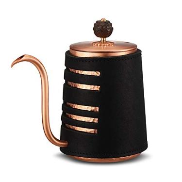 Imagem de Cafeteira de gotejamento inoxidável de 400 ml, chaleira de gotejamento feita à mão, bico de pescoço de ganso de cobre, cafeteira manual padrão e chá para iniciantes e chaleira de chá com pescoço de
