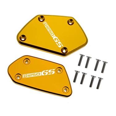 Imagem de Acc-Creativity Tampa do reservatório de fluido de freio dianteiro de alumínio para motocicleta, tampa do reservatório do cilindro mestre compatível com BMW R1250GS 18-19 (dourada)