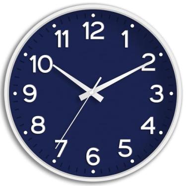 Imagem de Roymnie Relógio de parede verde, relógios de parede silenciosos de 25 cm operados por bateria - relógio analógico moderno sem tique-taque decorativo para cozinha, quarto, escritório, banheiro (azul