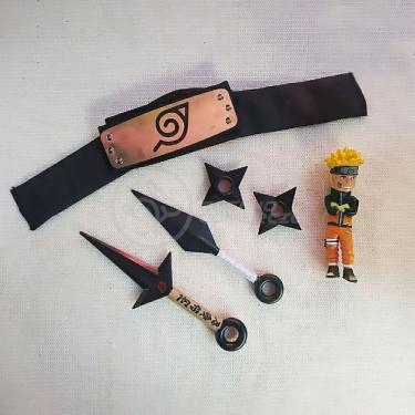 Imagem de Kit Boneco Naruto 15Cm + 2 Shuriken + 1 Bandana...