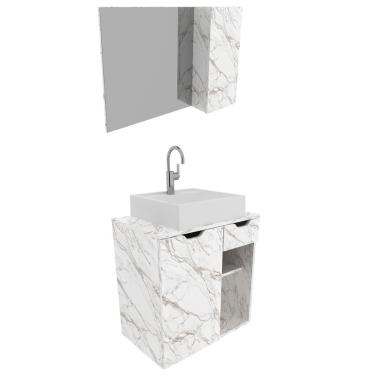 Imagem de Conjunto Para Banheiro Com Cuba E Espelho Bn2 Marmore Branco