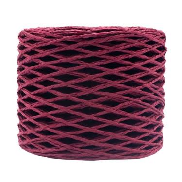Imagem de Mandala Crafts Fio de ráfia bordô para crochê - Fio de papel de ráfia de fita natural para artesanato - 200 metros de fita de palha de ráfia natural para decoração