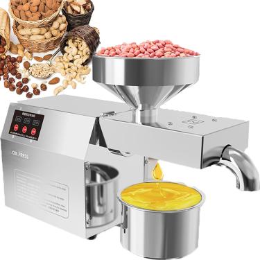 Imagem de Prensa de óleo automática de aço inoxidável, cereais, quente e frio, prensa de óleo com controle inteligente de temperatura, máquina automática de prensa de óleo