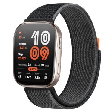 Imagem de AK Pulseira de nylon compatível com Amazfit Bip 6/Bip 5, pulseira Amazfit GTR 4, pulseira esportiva macia de 22 mm para Amazfit Bip 6/Bip 5/GTR 4 feminino e masculino (preto e cinza)