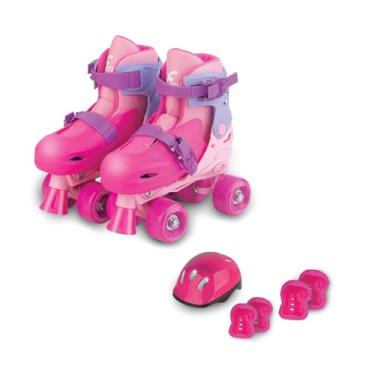 Imagem de Patins 04 Rodas Rosa Com Kit