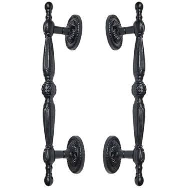 Imagem de Puxador Duplo Berlin 280mm Porta Pivotante Correr Passagem Madeira Vidro Colonial Clássico Rústico Máxima Metais (Preto Fosco)