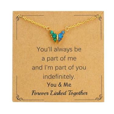 Imagem de SOPIFY Colar feminino com pedra do mês de nascimento de borboleta, dourado, delicado para mãe, filha, irmã, avó, neta, amigas, melhores presentes de pedra do mês de nascimento, Adjustable, Cobre, Sem