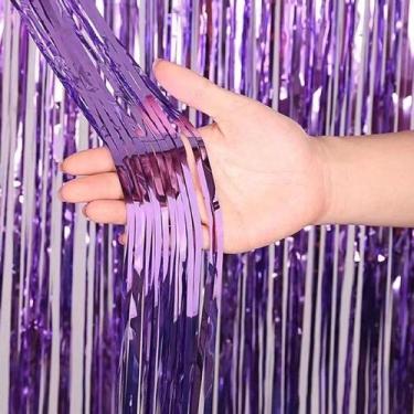 Imagem de Kit 10 Cortinas Metalizada Franja Lisa, Decoração ,Festa Balada, Chá d