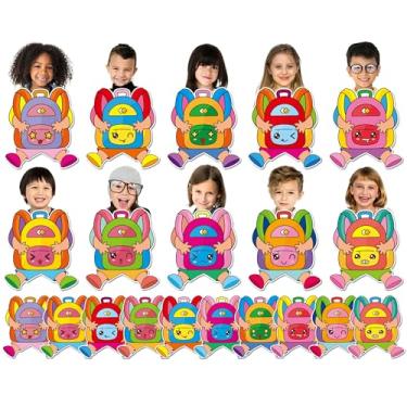 Imagem de gisgfim 80 peças de recortes coloridos de volta às aulas, quadro de avisos, mochila, recortes de papel, decoração de sala de aula para meninos e meninas, faça você mesmo, artesanato, foto, parede
