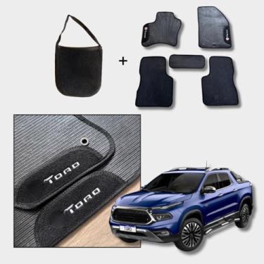 Imagem de Jogo de Tapetes Automotivos em Borracha PVC, Compatível com Fiat Toro, 4 Peças, Impermeável e Antiderrapante, Preto