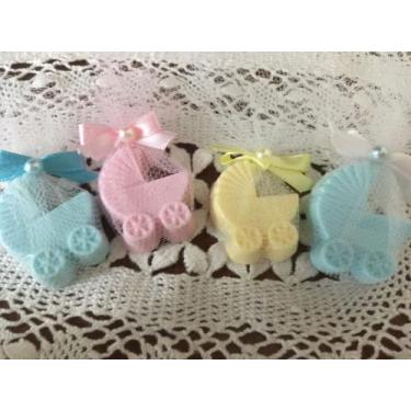 Imagem de Lembrancinha Sabonete carrinho de bebê - AzulRosaVerdeLilas, Branco, l