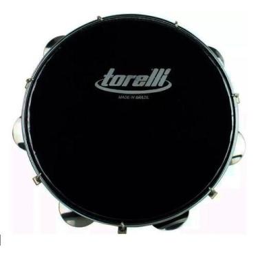 Imagem de Pandeiro 10 polegadas Pele leitosa Preta Torelli TP301