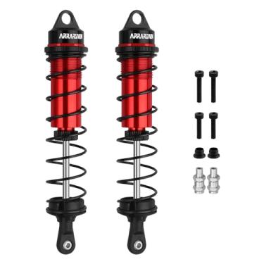 Imagem de Amortecedores RC, 2 peças 130 mm RC Car amortecedor traseiro ajustável escala 1/8 compatível com 1/8 Arrma Typhon,Trax-Sledge-ALUM, FS Racing JLB HSP LRP Hobao Hongnor DF Truggy (vermelho e preto)