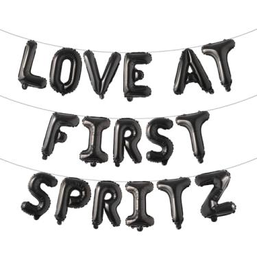 Imagem de Faixa balão Love at First Spritz - Decorações de chá de panela Aperol Spritz para ela, decorações de festa de casamento de despedida de solteira (LOVE AT FIRST SPRITZ Preto)